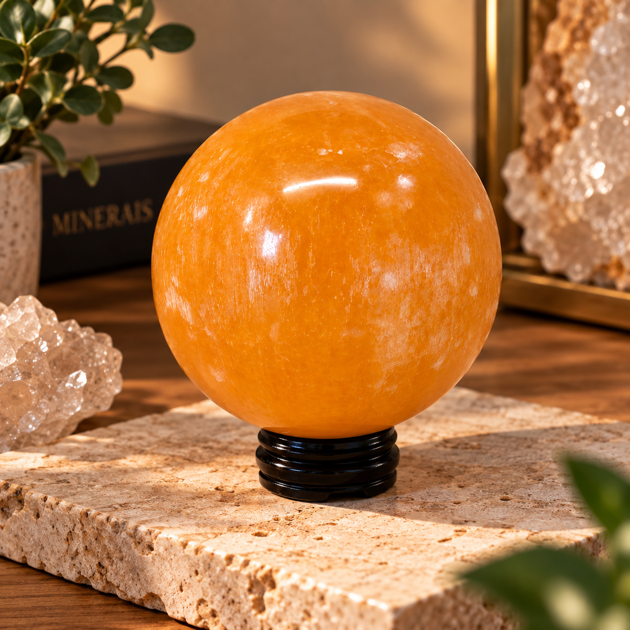Esfera de Selenita Laranja - Pedra Natural - Imagem 2