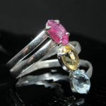 Anel de Turmalina Rosa, Citrino e Água Marinha - Prosperity Minerais