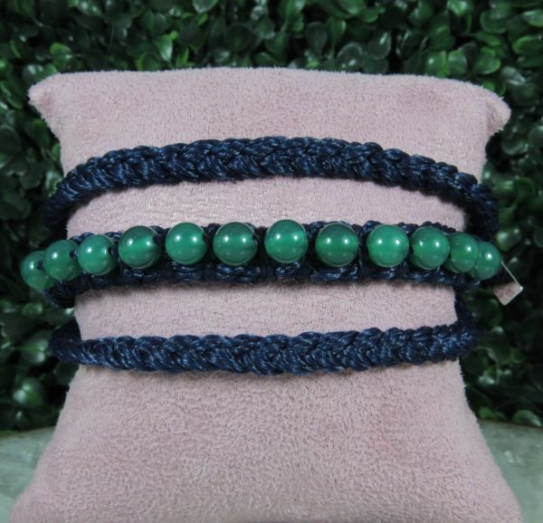 Pulseira de Crochê com Ágata Verde