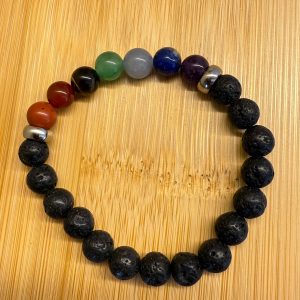 Pulseira 7 Chakras De Pedra Vulcânica