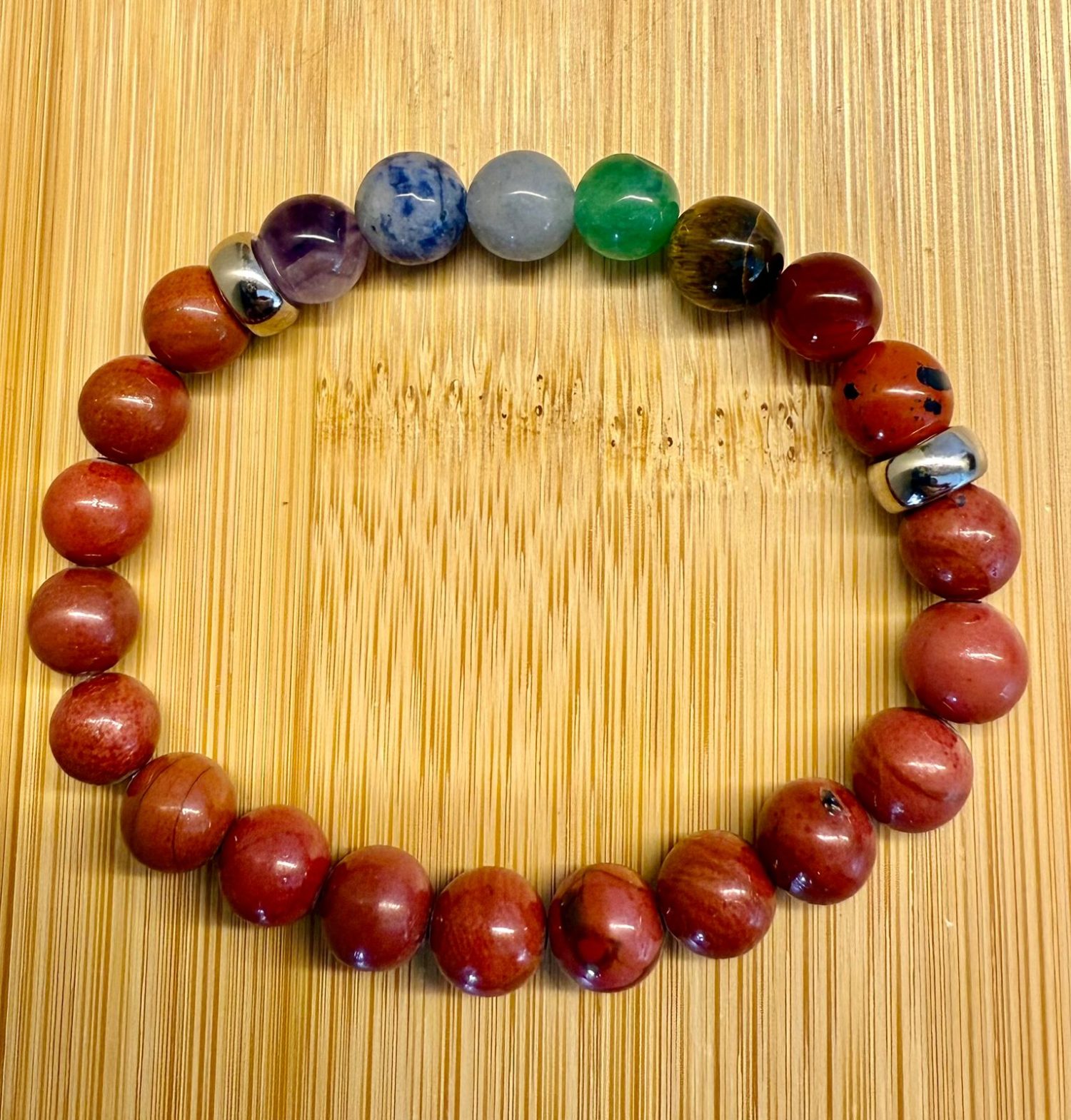 Pulseira 7 Chakras De Jaspe Vermelho