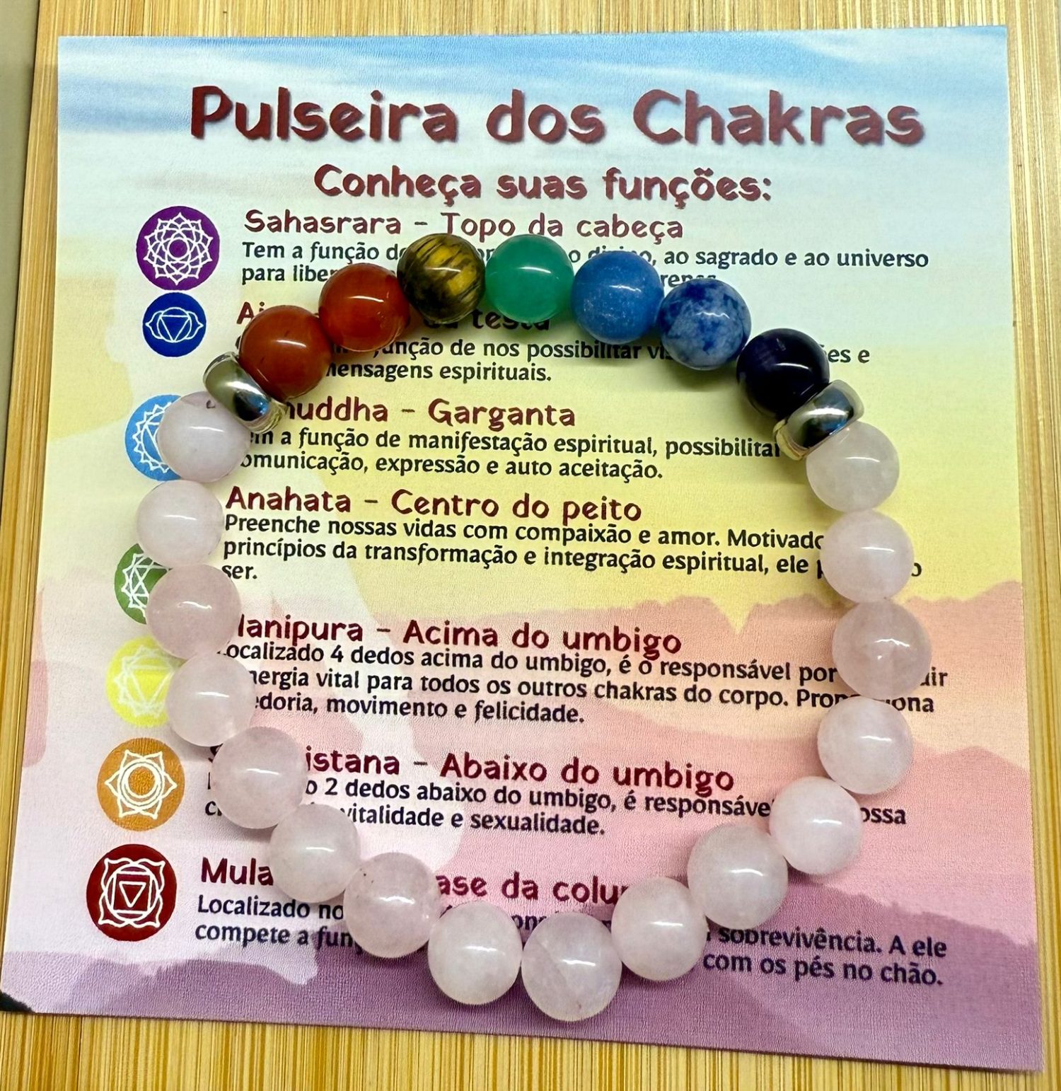 Pulseira 7 Chakras De Quartzo Rosa - Imagem 3