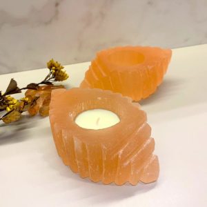 Porta Velas de Selenita Laranja