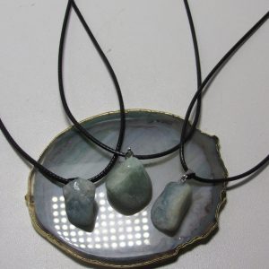 Colar e Pingente Agua Marinha Rolada Pedra Natural