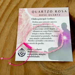 Pulseira De Quartzo Rosa Ajustável