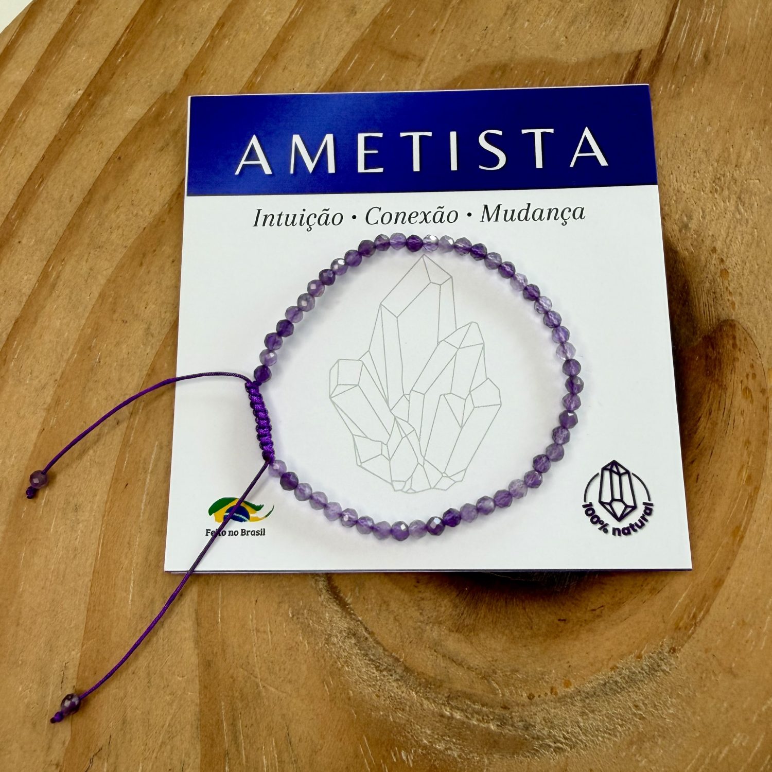 Pulseira De Ametista Ajustável
