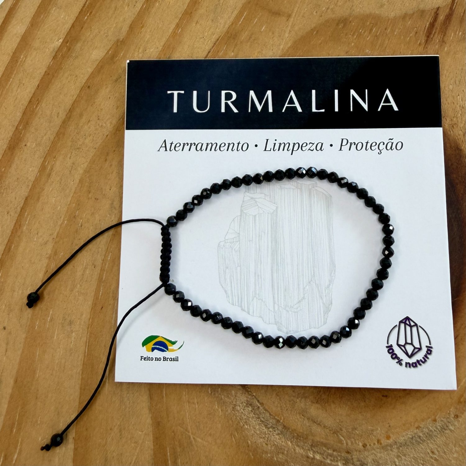 Pulseira Turmalina Negra Ajustável