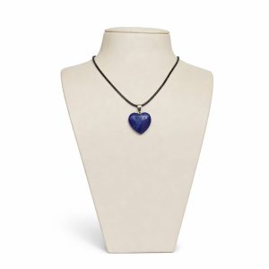 Cordão e Pingente Lápis Lazuli Natural Polido Forma Coração