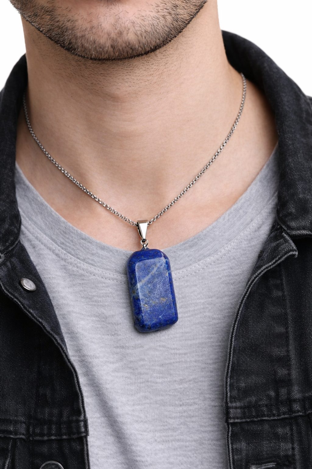 Colar e Pingente Lápis Lazuli Natural Polido - Imagem 3