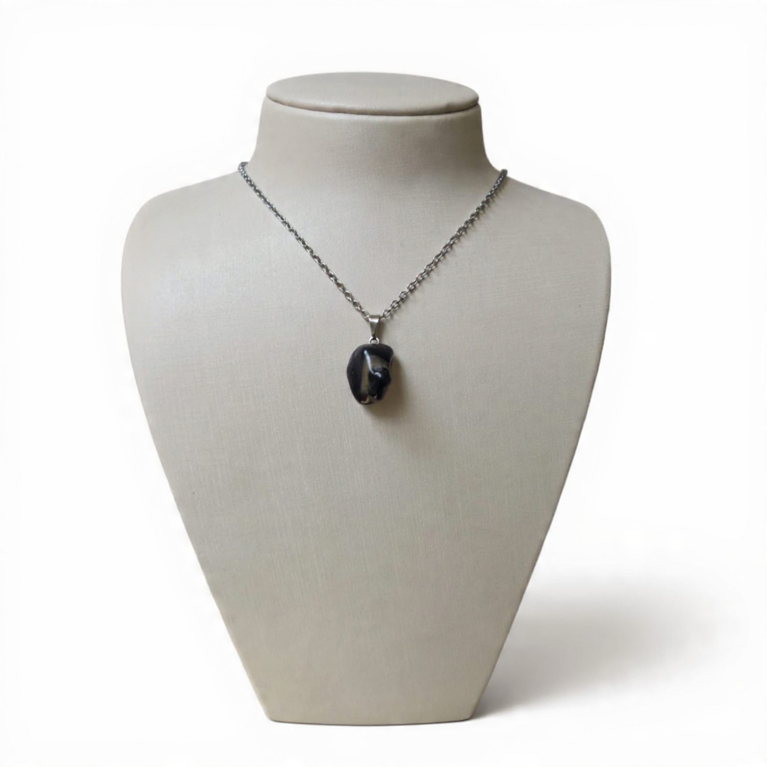 Colar e Pingente Ônix Pedra Natural Polida