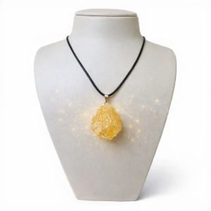 Cordão e Pingente Calcita Mel Bruta