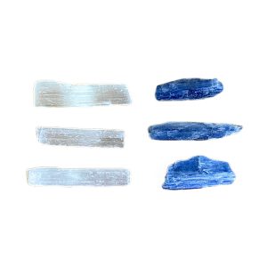 Kit 3 Bastões Cianita Azul e 3 Selenita Branca