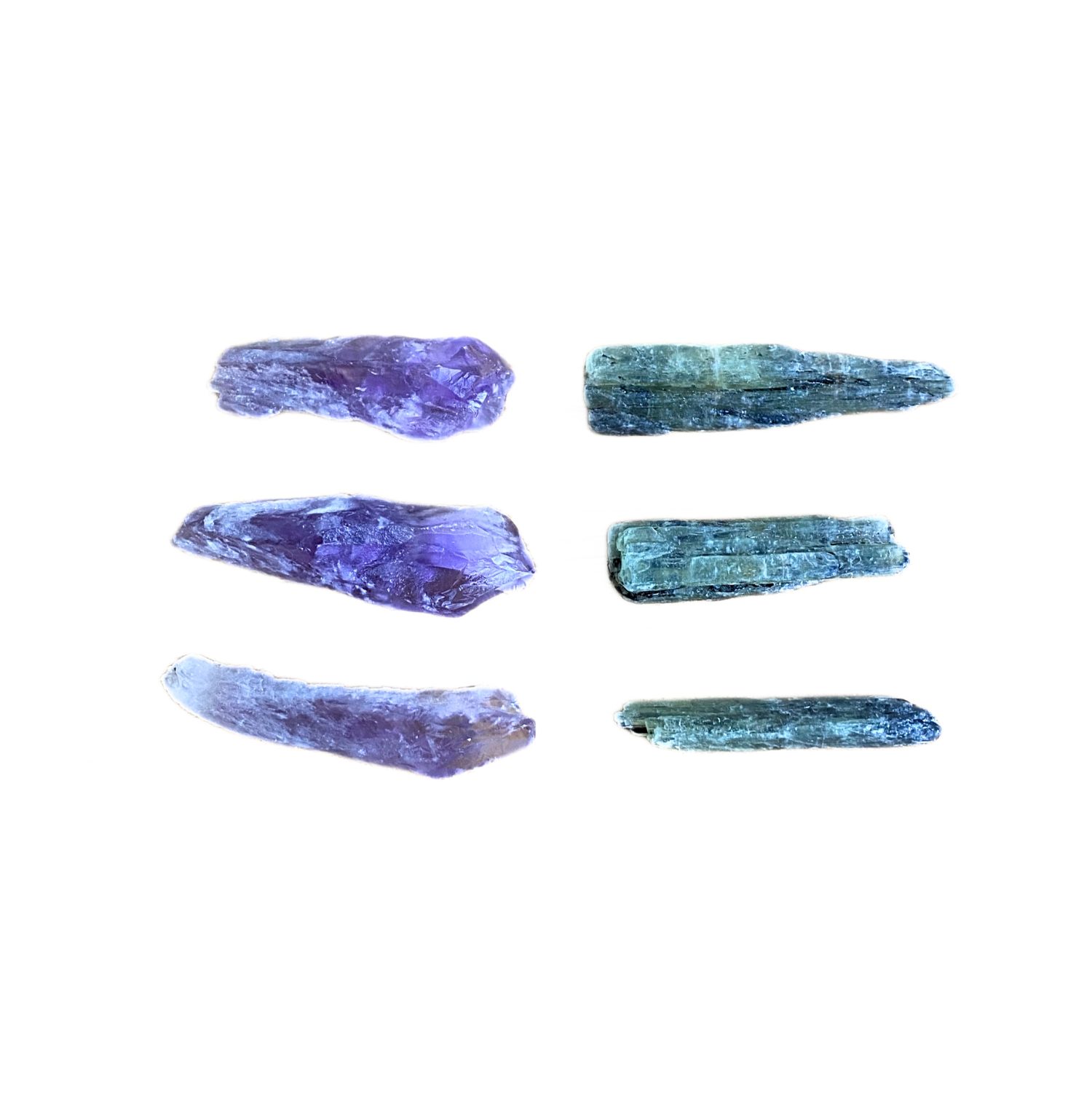 Kit 3 Bastões Ametista e 3 Cianita Verde