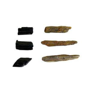 Kit 3 Bastões Turmalina Negra e 3 Cianita Laranja