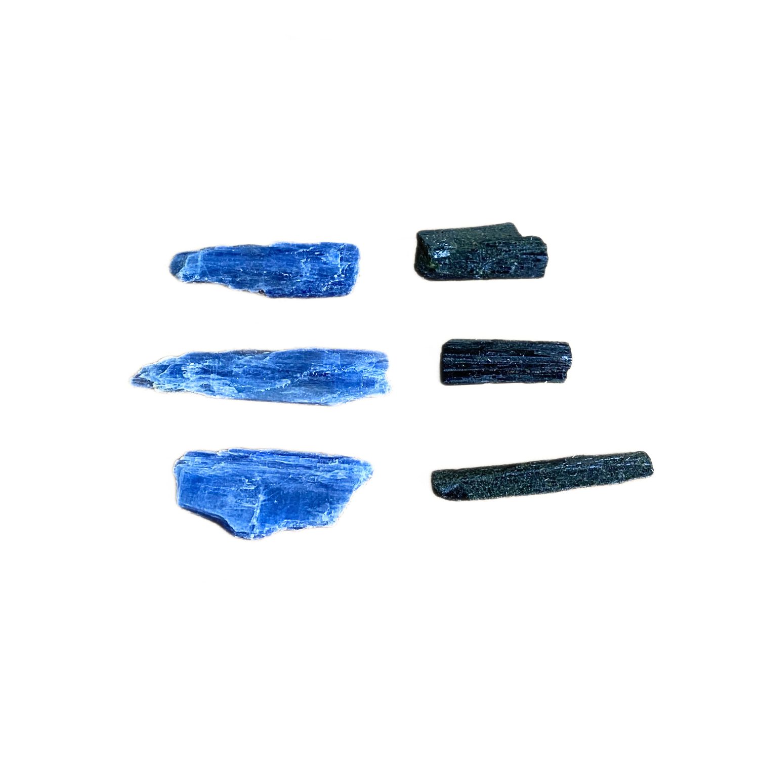 Kit 3 Bastões Cianita Azul e 3 Epídoto