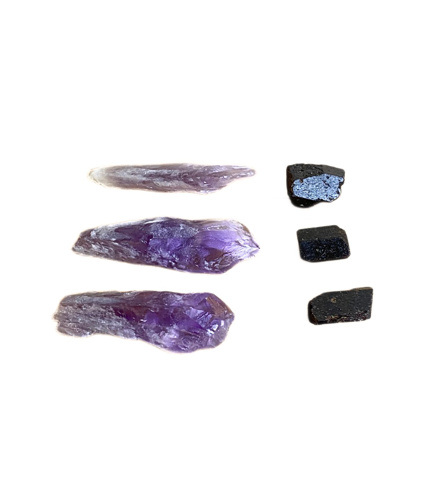 Kit 3 Bastões Ametista e 3 Estaurolita