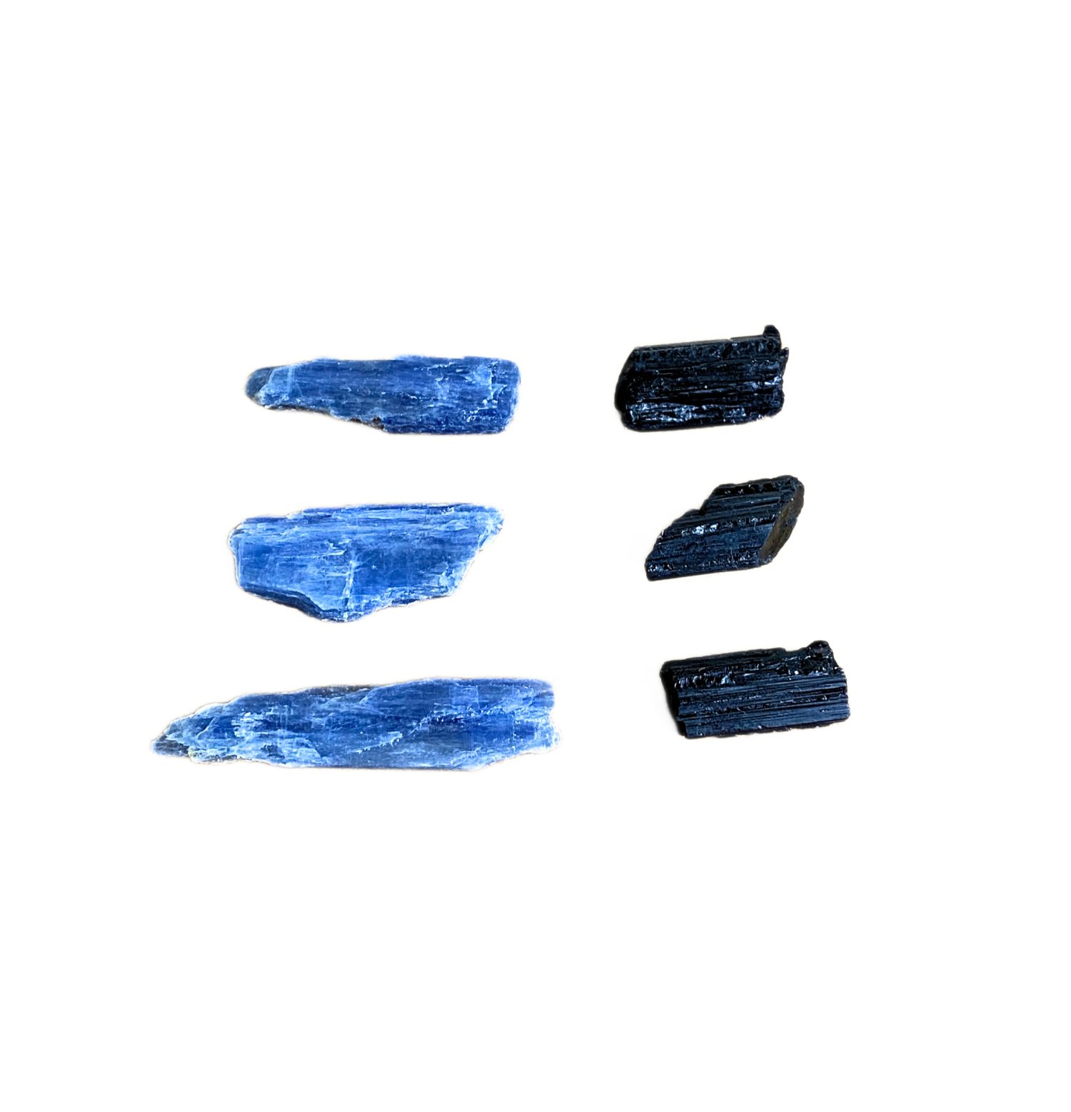 Kit 3 Bastões Cianita Azul e 3 Turmalina Negra