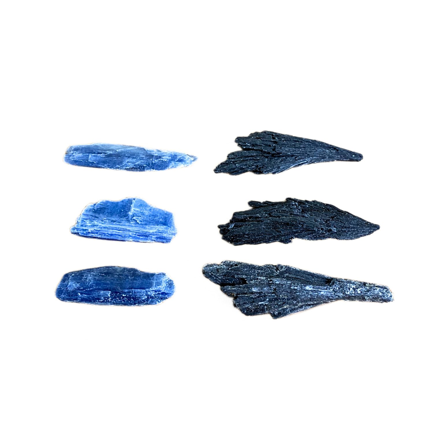 Kit 3 Bastões Cianita Azul e 3 Cianita Preta