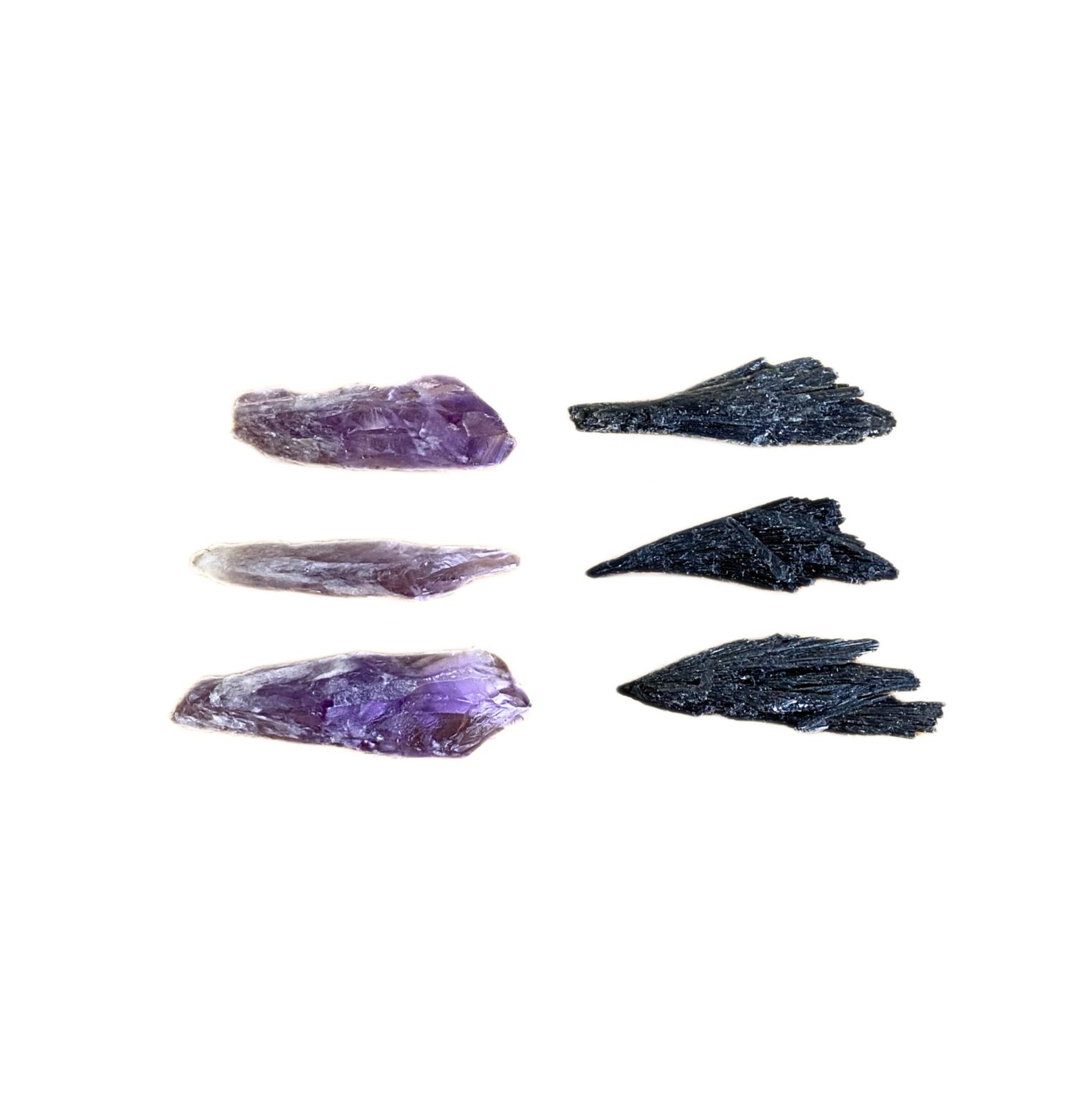 Kit 3 Bastões Ametista e 3 Cianita Preta
