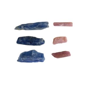 Kit 3 Bastões Cianita Azul e 3 Turmalina Rosa