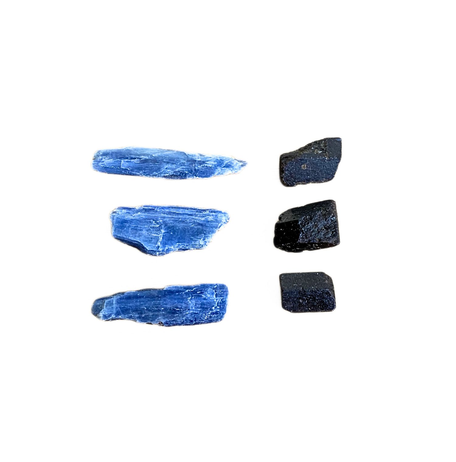 Kit 3 Bastões Cianita Azul e 3 Estaurolita