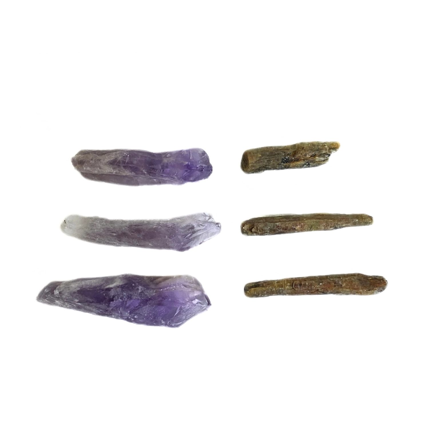 Kit 3 Bastões Ametista e 3 Cianita Laranja