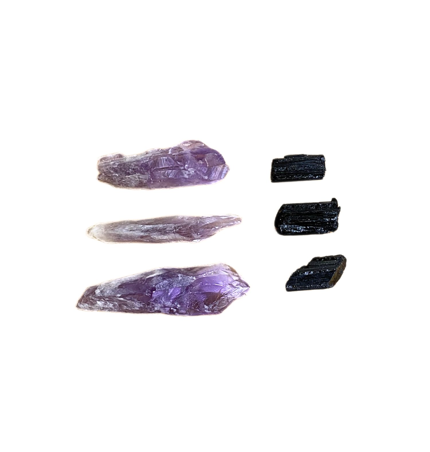 Kit 3 Bastões Ametista e 3 Turmalina Negra