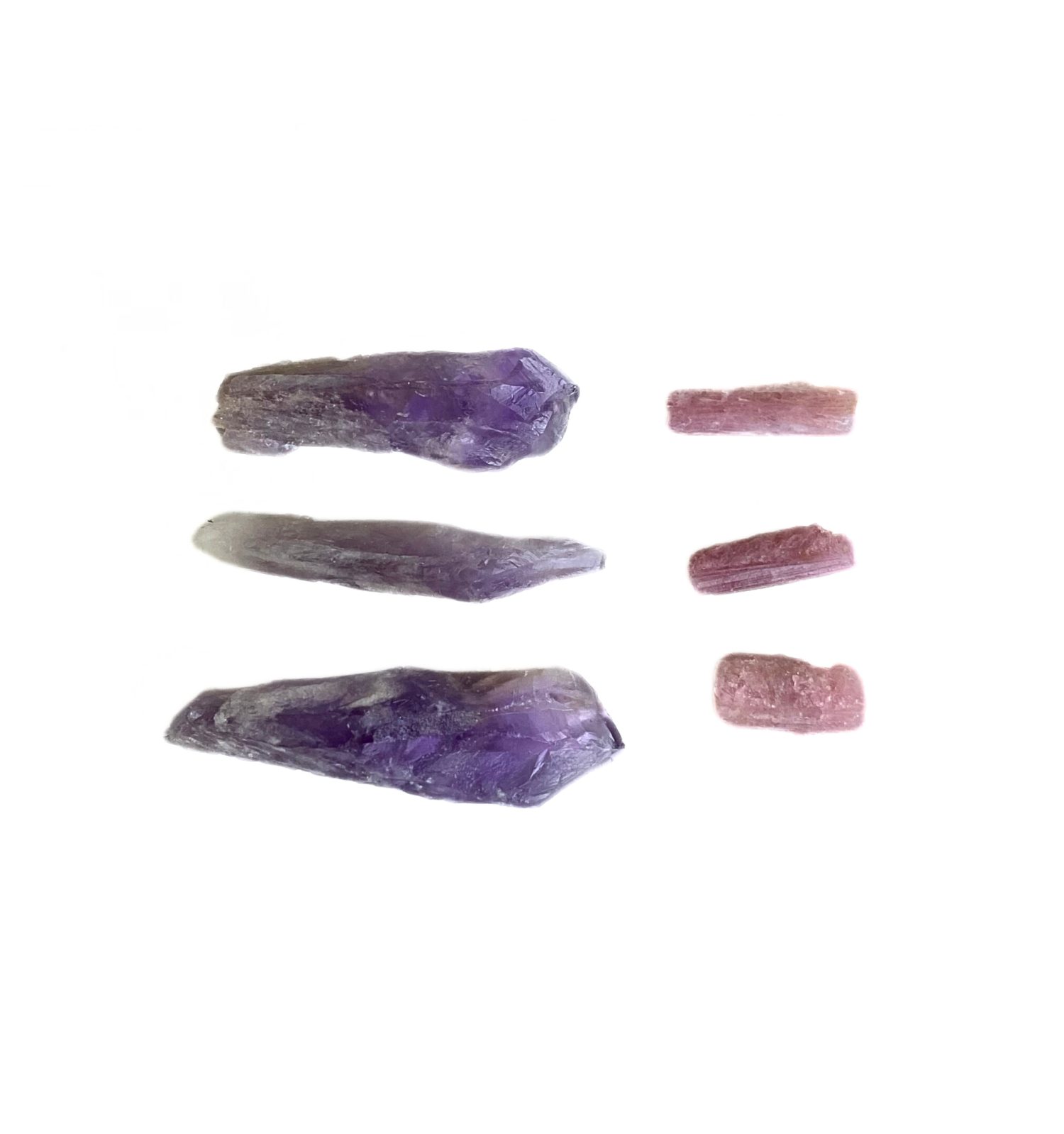 Kit 3 Bastões Ametista e 3 Turmalina Rosa