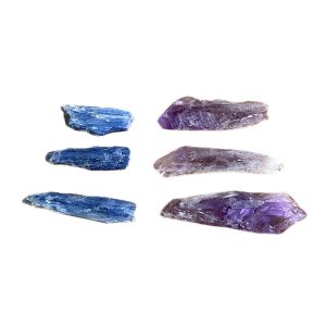Kit 3 Bastões Cianita Azul e 3 Ametista