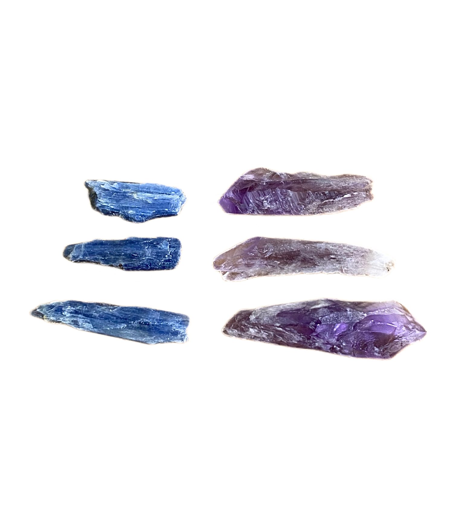 Kit 3 Bastões Cianita Azul e 3 Ametista