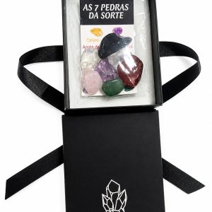 Kit 7 Pedras da Sorte Naturais com Caixa Presente – Cristais para Energia, Proteção e Equilíbrio