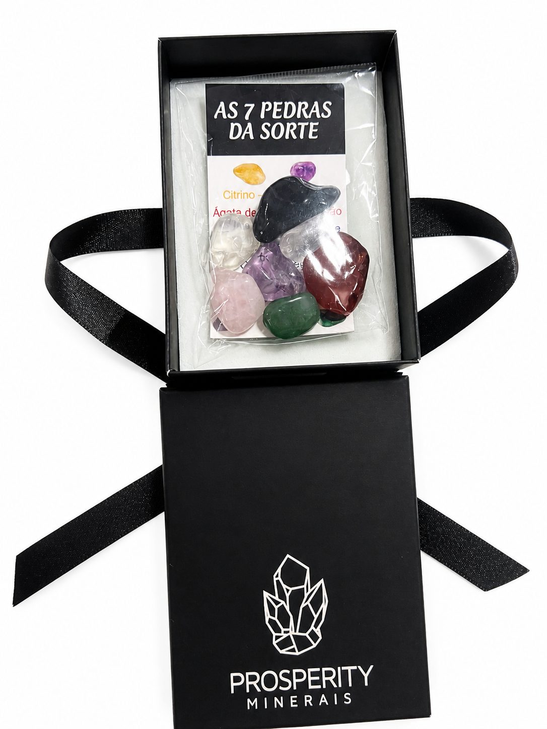 Kit 7 Pedras da Sorte Naturais com Caixa Presente – Cristais para Energia, Proteção e Equilíbrio