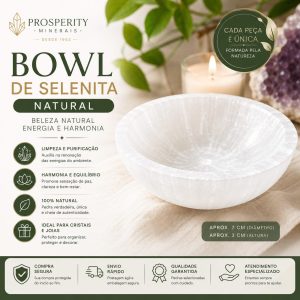 Bowl de Selenita Natural 7cm – Tigela para Cristais, Energia e Decoração Zen