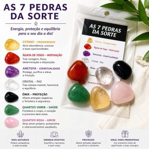 Kit 7 Pedras da Sorte Naturais – Cristais para Energia, Proteção e Equilíbrio