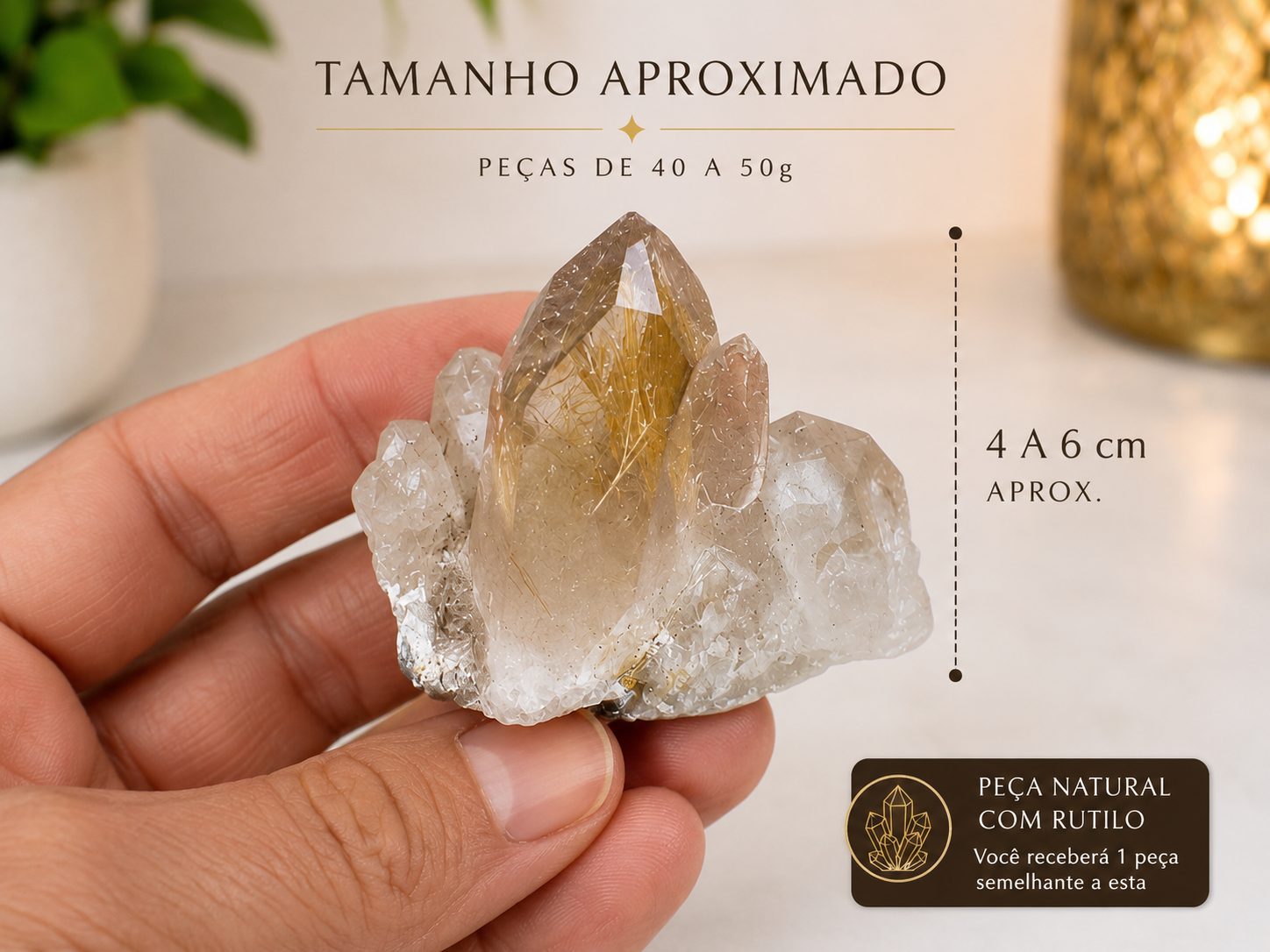 Drusa Quartzo com Rutilo Natural Qualidade Extra - Imagem 3