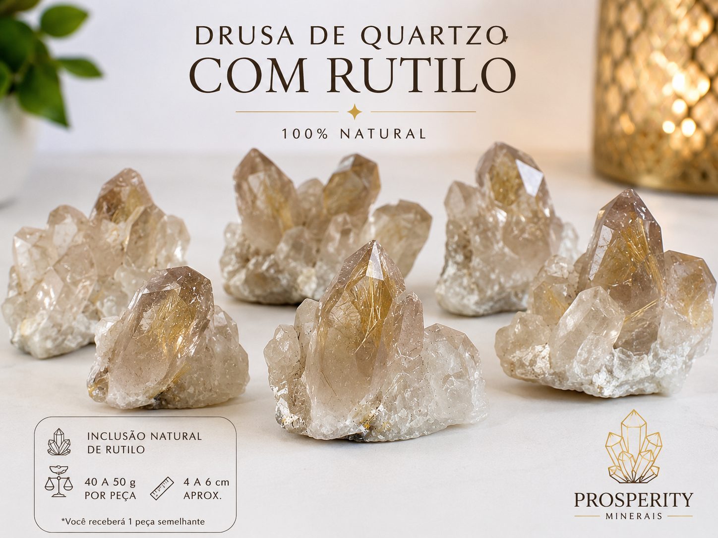 Drusa Quartzo com Rutilo Natural Qualidade Extra - Imagem 2