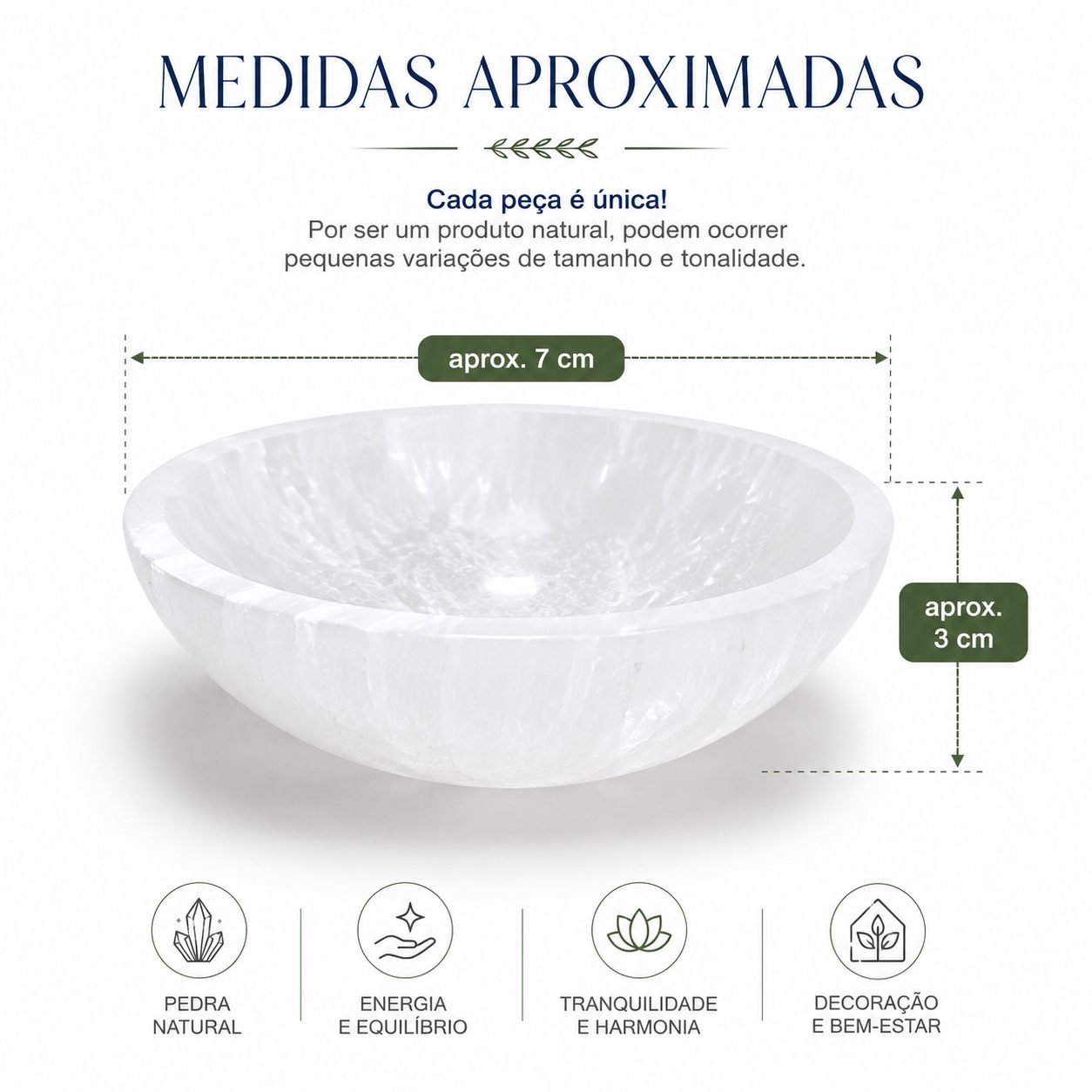 Bowl de Selenita Natural 7cm – Tigela para Cristais, Energia e Decoração Zen - Imagem 6