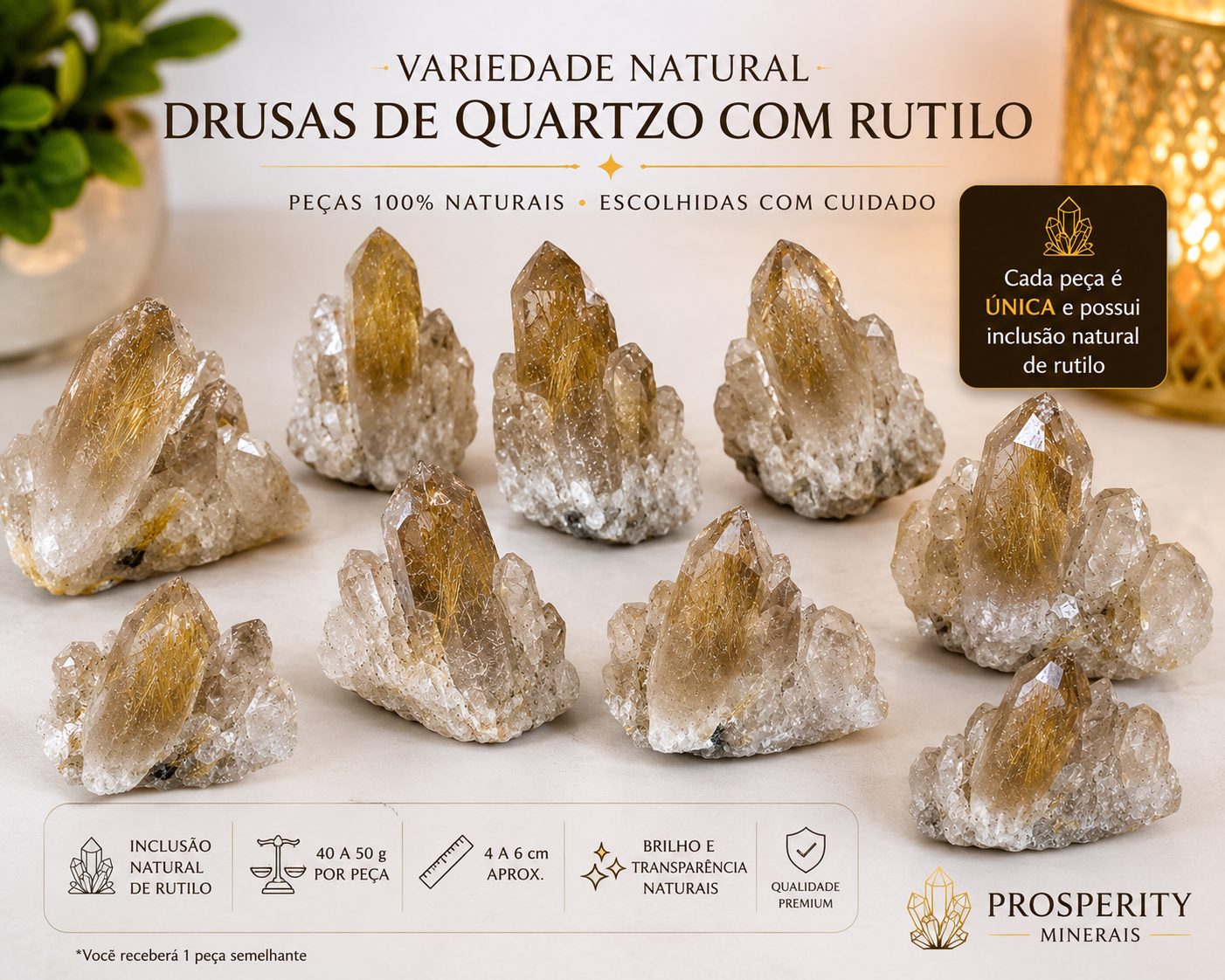 Drusa Quartzo com Rutilo Natural Qualidade Extra - Imagem 7