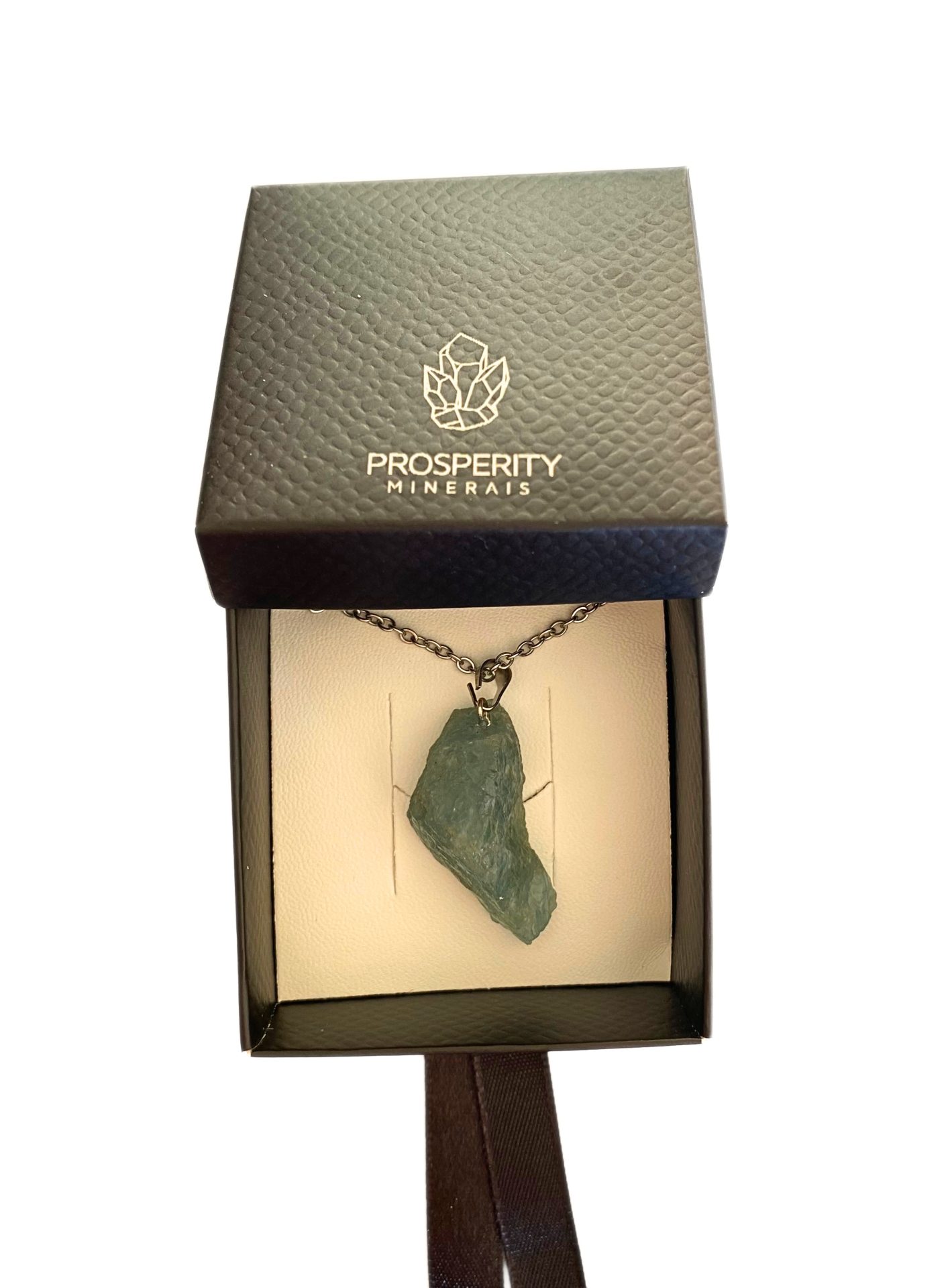 Colar com Pingente de Água Marinha Cordão Aço Inoxidável