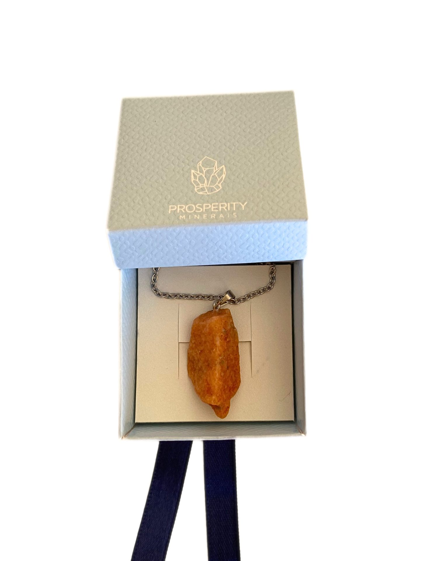 Colar com Pingente de Calcita Laranja Natural Cordão Aço Inoxidável