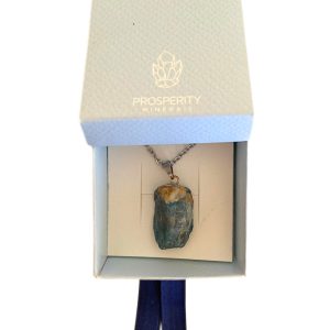 Colar com Pingente de Apatita Natural Cordão Aço Inoxidável
