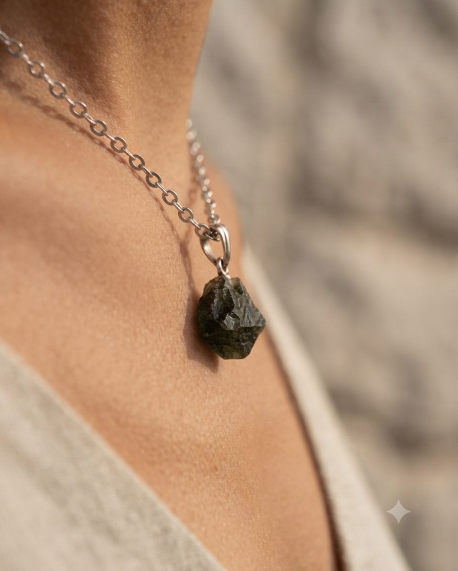 Colar com Pingente de Magnetita Natural Cordão em Aço Inoxidável - Imagem 4