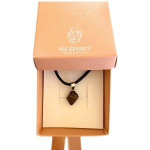 Colar com Pingente de Magnetita Natural em Cordão de Couro Sintético