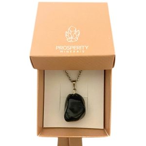 Colar com Pingente de Ônix Rolado Natural – Corrente em Aço Inoxidável