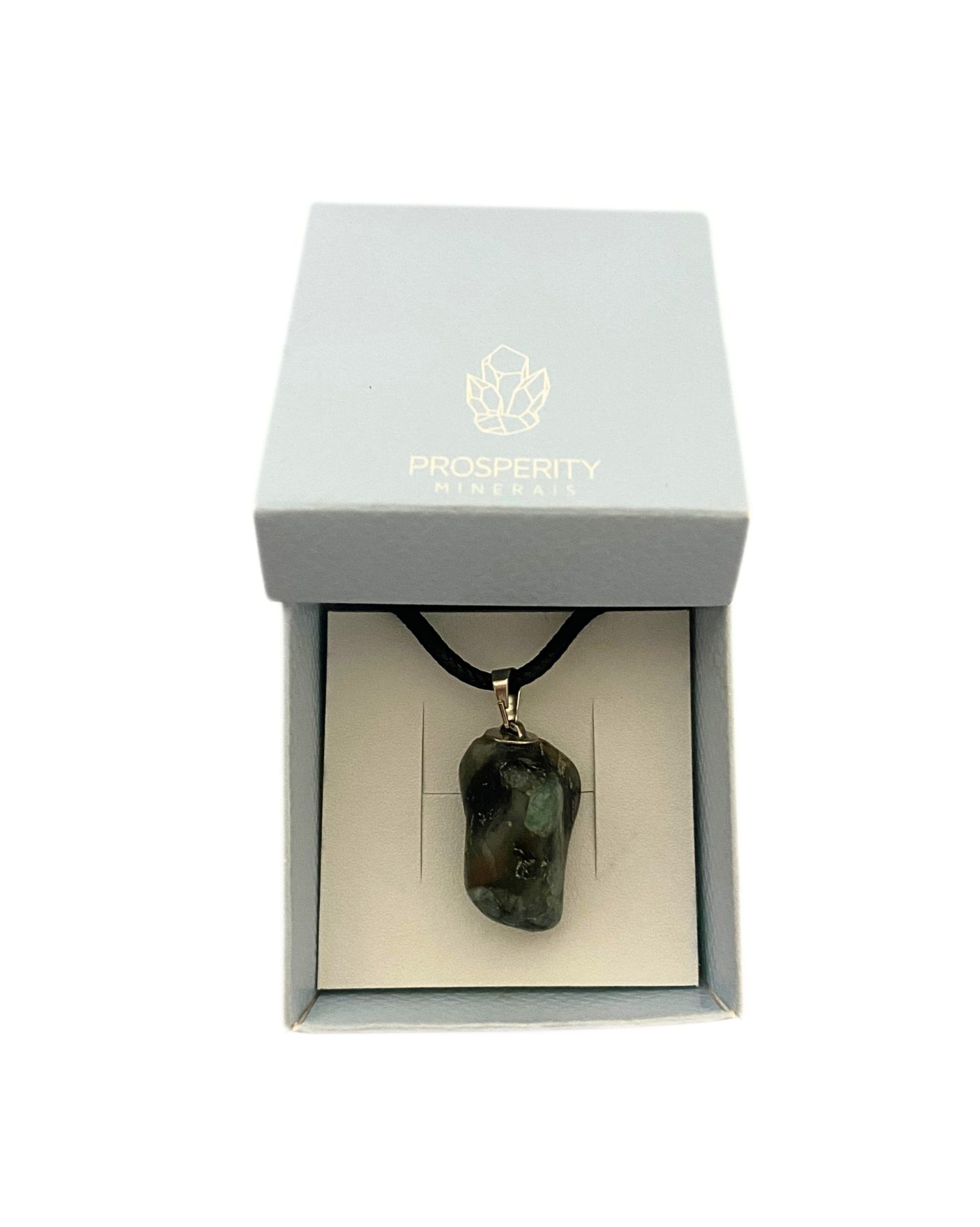 Colar com Pingente de Esmeralda Rolada Natural – Corrente em Aço Inoxidável
