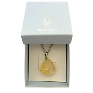 Colar com Pingente de Citrino Rolado Natural – Corrente em Aço Inoxidável