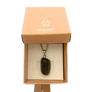 Colar com Pingente de Labradorita Rolada Natural – Corrente em Aço Inoxidável