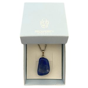 Colar com Pingente de Quartzo Azul Rolado Natural – Corrente em Aço Inoxidável