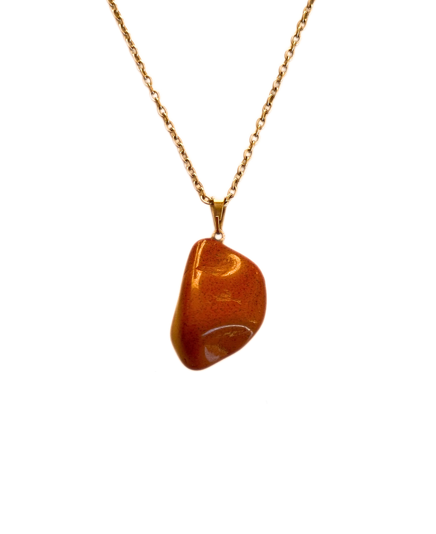 Colar com Pingente de Jaspe Vermelho Rolado Natural – Corrente em Aço Inoxidável - Imagem 2