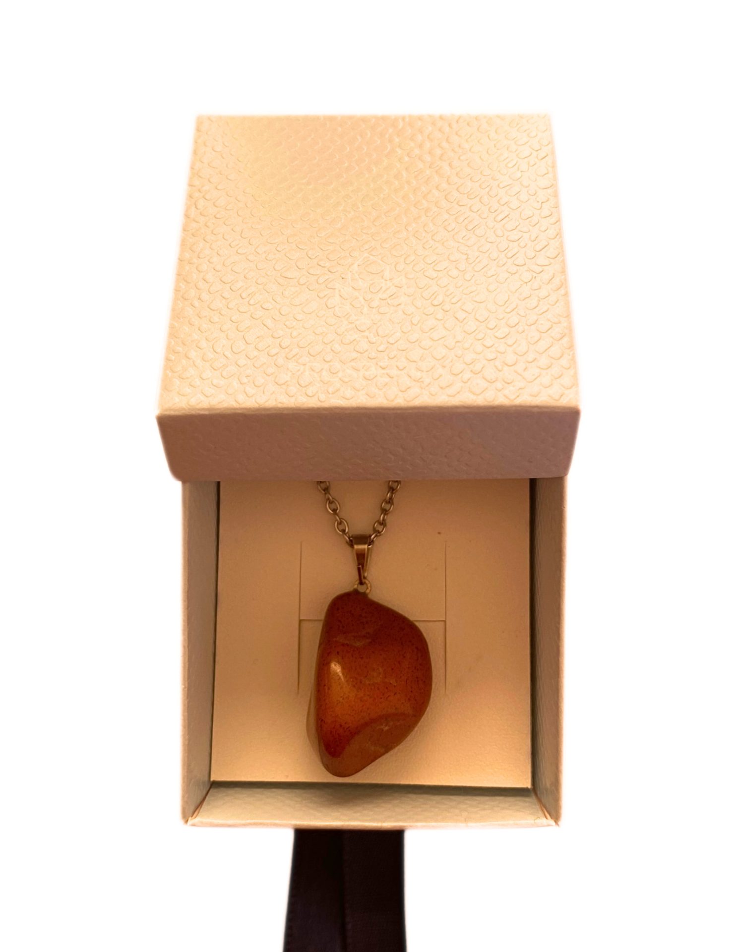 Colar com Pingente de Jaspe Vermelho Rolado Natural – Corrente em Aço Inoxidável